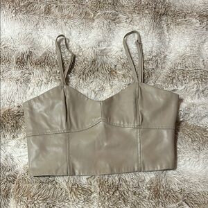 Zara Tan Bustier Crop Top Fitted Style